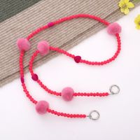 Sweet Simple Style Heart Shape Solid Color Plush Beaded Chain Mobile Phone Chain main image 4