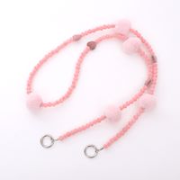 Sweet Simple Style Heart Shape Solid Color Plush Beaded Chain Mobile Phone Chain main image 5