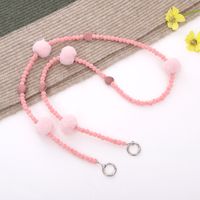 Sweet Simple Style Heart Shape Solid Color Plush Beaded Chain Mobile Phone Chain sku image 1