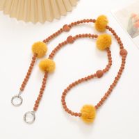 Sweet Simple Style Heart Shape Solid Color Plush Beaded Chain Mobile Phone Chain sku image 5