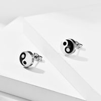 1 Pair Retro Tai Chi 304 Stainless Steel 18K Gold Plated Ear Studs main image 3