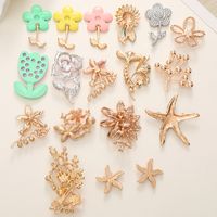 1 Piece 35*47mm 35*50mm 45*45mm Metal Rhinestones Pearl Starfish Flower Polished DIY Accessories main image 5