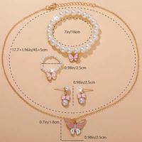 Elegant Romantic Shiny Butterfly Arylic Alloy Beaded Inlay Artificial Pearls Rhinestones Women's Jewelry Set main image 2