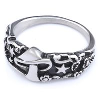 Hip-Hop Streetwear Star Mushroom 304 Stainless Steel Carving Men's Rings sku image 9