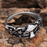 Hip-Hop Streetwear Star Mushroom 304 Stainless Steel Carving Men's Rings main image 6