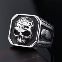 Hip-Hop Streetwear Skull 304 Stainless Steel Carving Men's Rings main image 4