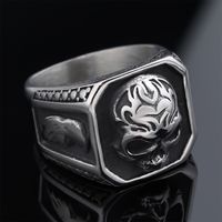 Hip-Hop Streetwear Skull 304 Stainless Steel Carving Men's Rings main image 10