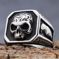 Hip-Hop Streetwear Skull 304 Stainless Steel Carving Men's Rings main image 11