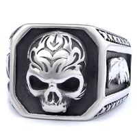 Hip-Hop Streetwear Skull 304 Stainless Steel Carving Men's Rings main image 3