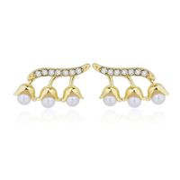 1 Pair Sweet Commute Flower Inlay Alloy Artificial Pearls Rhinestones Gold Plated Ear Studs main image 3