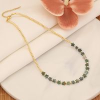 304 Stainless Steel Natural Stone 18K Gold Plated Simple Style Commute Beaded Handmade Star Necklace main image 3