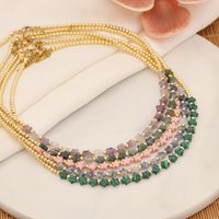 304 Stainless Steel Natural Stone 18K Gold Plated Simple Style Commute Beaded Handmade Star Necklace main image 1