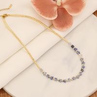 304 Stainless Steel Natural Stone 18K Gold Plated Simple Style Commute Beaded Handmade Star Necklace main image 5