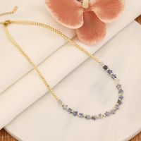 304 Stainless Steel Natural Stone 18K Gold Plated Simple Style Commute Beaded Handmade Star Necklace sku image 2