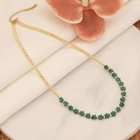 304 Stainless Steel Natural Stone 18K Gold Plated Simple Style Commute Beaded Handmade Star Necklace sku image 1