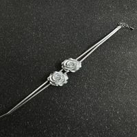 Wholesale Jewelry Sweet Rose Arylic Pu Leather Silver Plated Choker main image 1