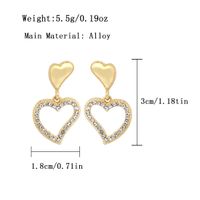 1 Pair Sweet Simple Style Heart Shape Hollow Out Inlay Alloy Rhinestones Gold Plated Drop Earrings main image 2