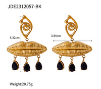 1 Pair Elegant Vintage Style Lady Devil's Eye Inlay 316 Stainless Steel  Rhinestones 18K Gold Plated Drop Earrings main image 2