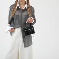 Women's Medium Pu Leather Solid Color Classic Style Streetwear Oval Zipper Crossbody Bag main image 6