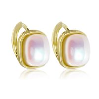 1 Pair Sweet Commute Square Inlay Alloy Pearl Gold Plated Earrings main image 3