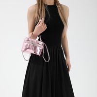 Women's Medium Pu Leather Solid Color Classic Style Streetwear Oval Zipper Crossbody Bag sku image 3