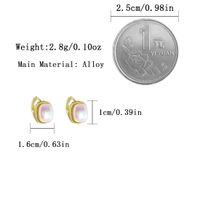 1 Par Dulce Viajar Diariamente Cuadrado Embutido Aleación Perla Chapado En Oro Aretes main image 2