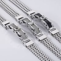 Hip-Hop Solid Color 304 Stainless Steel Inlay Zircon 18K Gold Plated Men's Bracelets main image 8