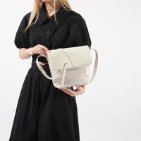 Women's Medium Pu Leather Solid Color Vintage Style Classic Style Sewing Thread Bucket Flip Cover Crossbody Bag Square Bag Fashion Backpack main image 4