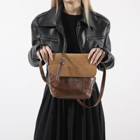 Women's Medium Pu Leather Solid Color Vintage Style Classic Style Sewing Thread Bucket Flip Cover Crossbody Bag Square Bag Fashion Backpack main image 5