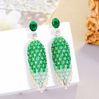 1 Pair Shiny Water Droplets Plating Inlay Copper Zircon Drop Earrings main image 6
