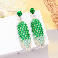 1 Pair Shiny Water Droplets Plating Inlay Copper Zircon Drop Earrings main image 7