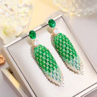 1 Pair Shiny Water Droplets Plating Inlay Copper Zircon Drop Earrings main image 5