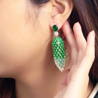 1 Pair Shiny Water Droplets Plating Inlay Copper Zircon Drop Earrings main image video