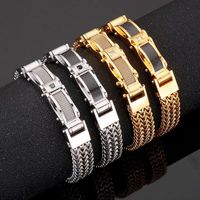Hip-Hop Solid Color 304 Stainless Steel Inlay Zircon 18K Gold Plated Men's Bracelets main image 1