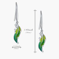 1 Pair IG Style French Style Modern Style Leaf Enamel Inlay Sterling Silver Zircon Drop Earrings main image 3