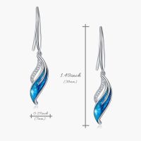 1 Pair IG Style French Style Modern Style Leaf Enamel Inlay Sterling Silver Zircon Drop Earrings main image 2