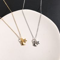 Wholesale Jewelry Hip-Hop Retro Star Boots 201 Stainless Steel Copper Gold Plated Plating Pendant Necklace main image 5