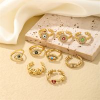 Copper K Gold Plated Cute Hip-Hop Modern Style Plating Inlay Eye Zircon Open Rings main image 3