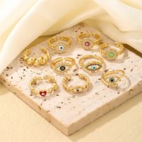 Copper K Gold Plated Cute Hip-Hop Modern Style Plating Inlay Eye Zircon Open Rings main image 1