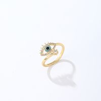 Copper K Gold Plated Cute Hip-Hop Modern Style Plating Inlay Eye Zircon Open Rings main image 4