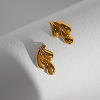 1 Pair Vintage Style Commute Water Droplets Plating 304 Stainless Steel 18K Gold Plated Ear Studs main image 4