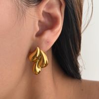 1 Pair Vintage Style Commute Water Droplets Plating 304 Stainless Steel 18K Gold Plated Ear Studs main image 1