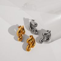 1 Pair Vintage Style Commute Water Droplets Plating 304 Stainless Steel 18K Gold Plated Ear Studs main image 2