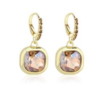 1 Pair Elegant Retro Commute Square Inlay Iron Glass Gold Plated Drop Earrings main image 3