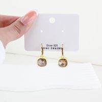 1 Pair Elegant Retro Commute Square Inlay Iron Glass Gold Plated Drop Earrings main image 1