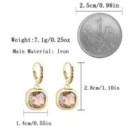 1 Pair Elegant Retro Commute Square Inlay Iron Glass Gold Plated Drop Earrings main image 2