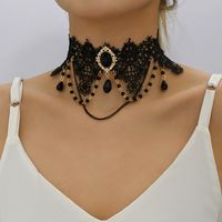 Großhandel Schmuck Einfacher Stil Klassischer Stil Einfarbig Legierung Polyester Vergoldet Überzug Halsband main image 2