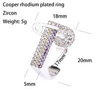 Copper 18K Gold Plated IG Style Basic Simple Style Inlay Geometric Zircon Adjustable Ring main image 2