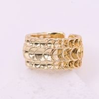 Copper 18K Gold Plated Modern Style Streetwear Cool Style Fish Scales Open Rings main image 4