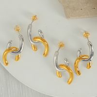 1 Pair Vintage Style Simple Style Irregular Lines Irregular Plating Copper 18K Gold Plated Drop Earrings main image 1